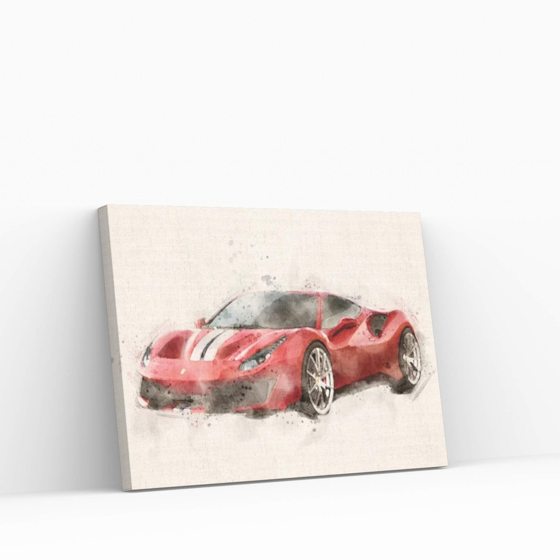 Ferrari 488 In Watercolor Canvas Wall Art - Y Canvas