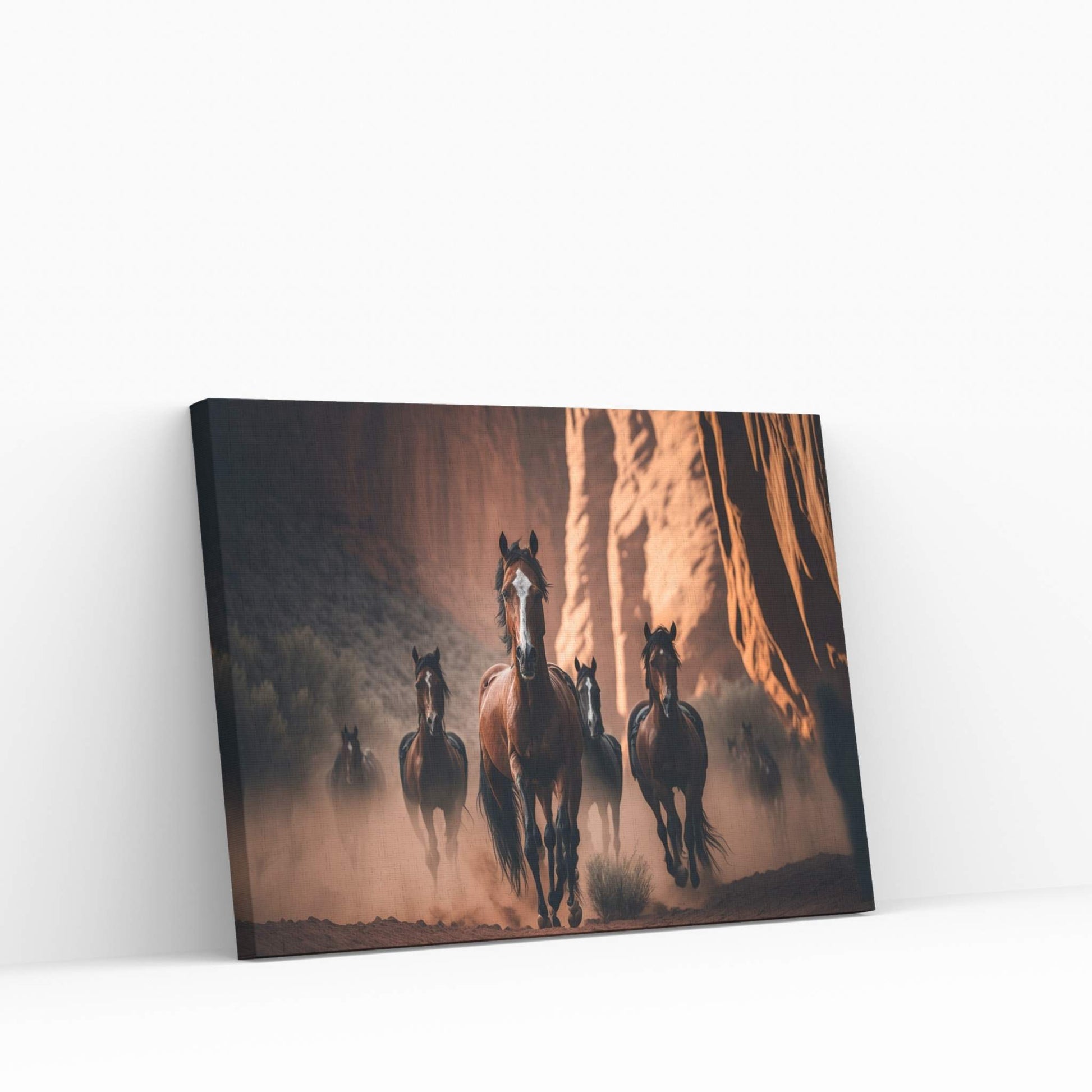 Running Brown Horses,Horse Canvas Wall Art - Y Canvas