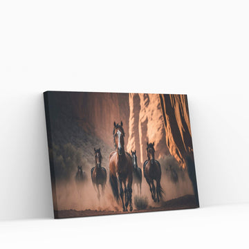 Running Brown Horses,Horse Canvas Wall Art - Y Canvas