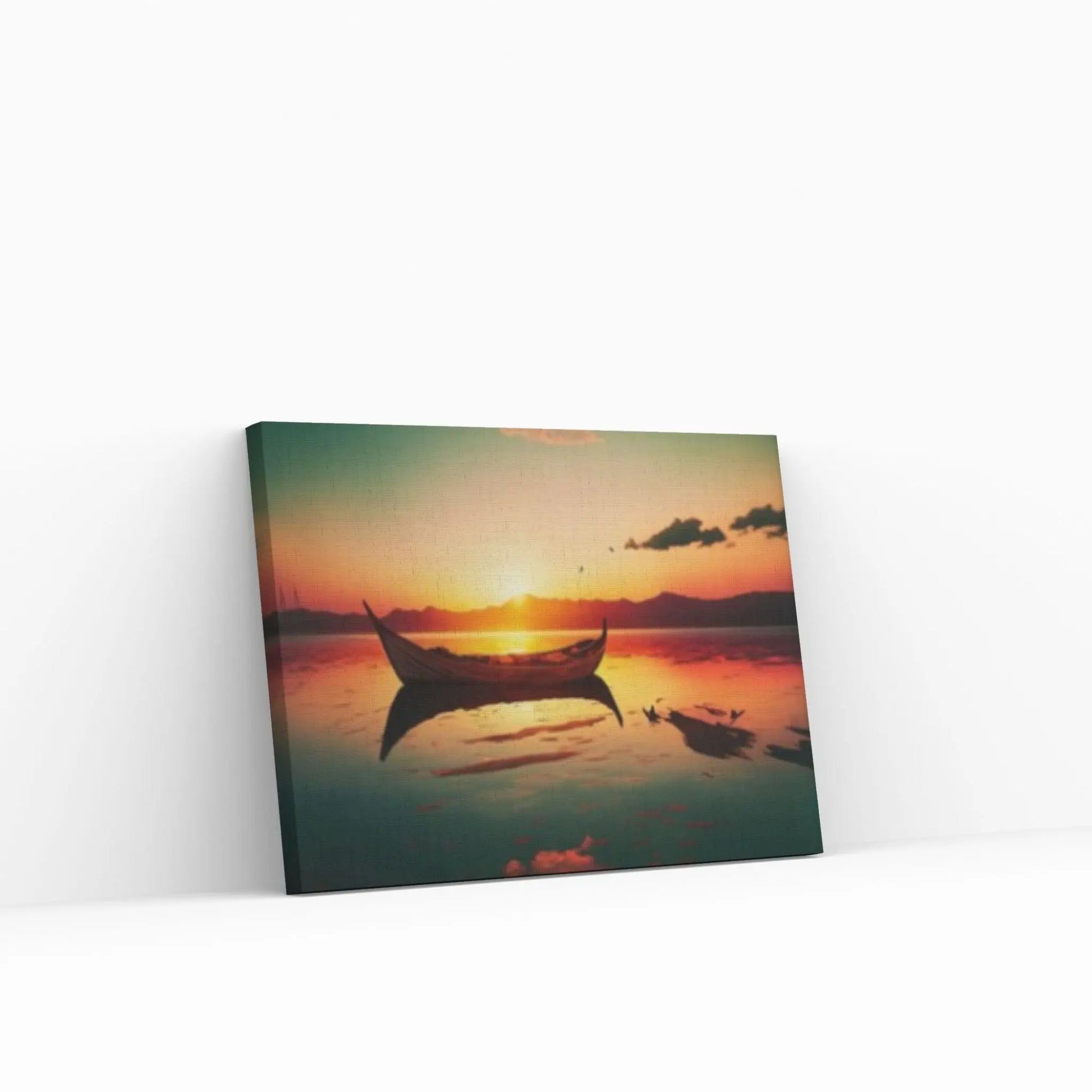 Sunset and Boat Canvas Wall Art, Home Decor Landscape Art Print - Y Canvas