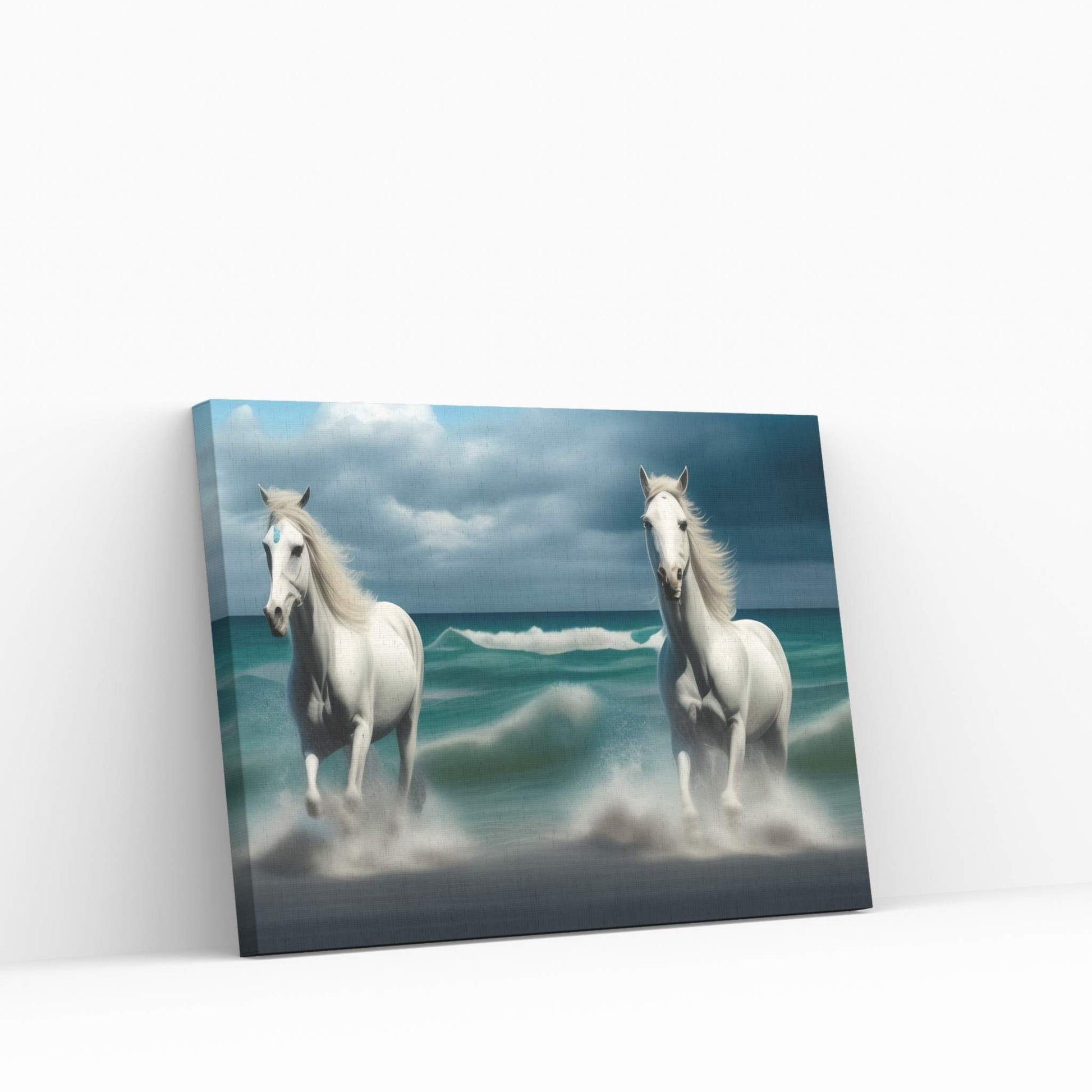 Beautiful White Horse Canvas Wall Art , Animal Wall Art - Y Canvas