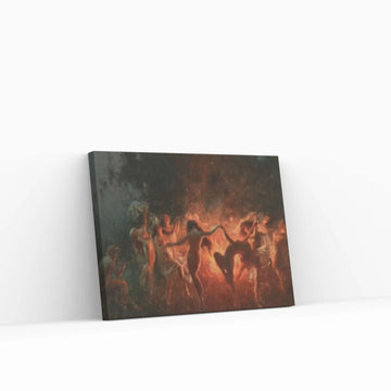 Joseph Tomanek /Large Size Painting, Witches Magic, Red Black,Original Large Art, Classic Art, Fire Dance (1889) Print On Canvas Or Paper - Y Canvas