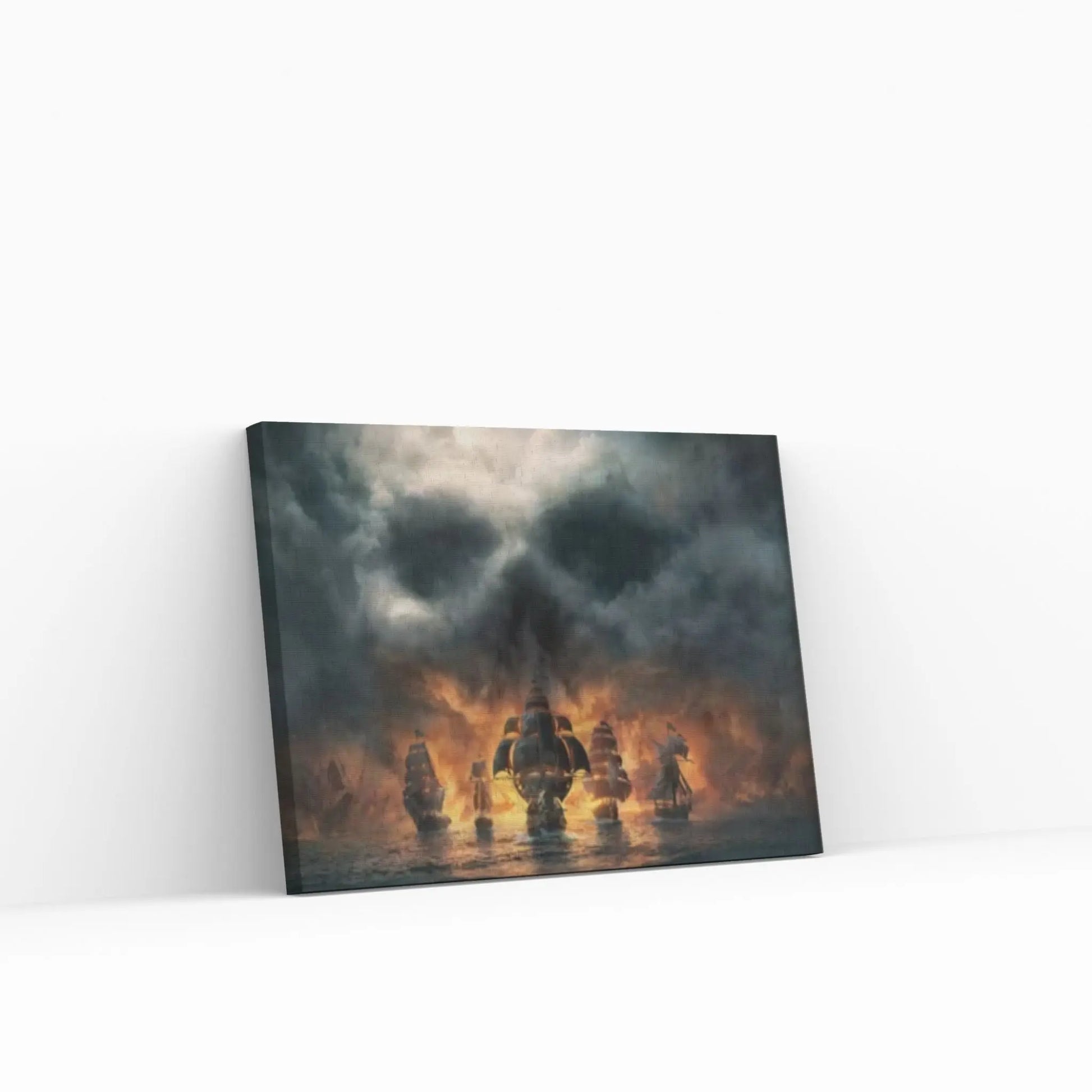 Large Dark Sea Pirates Ship Canvas Wall Art, Pirates Canvas Wall Print, Corsair on Sea Wall Hangings - Y Canvas