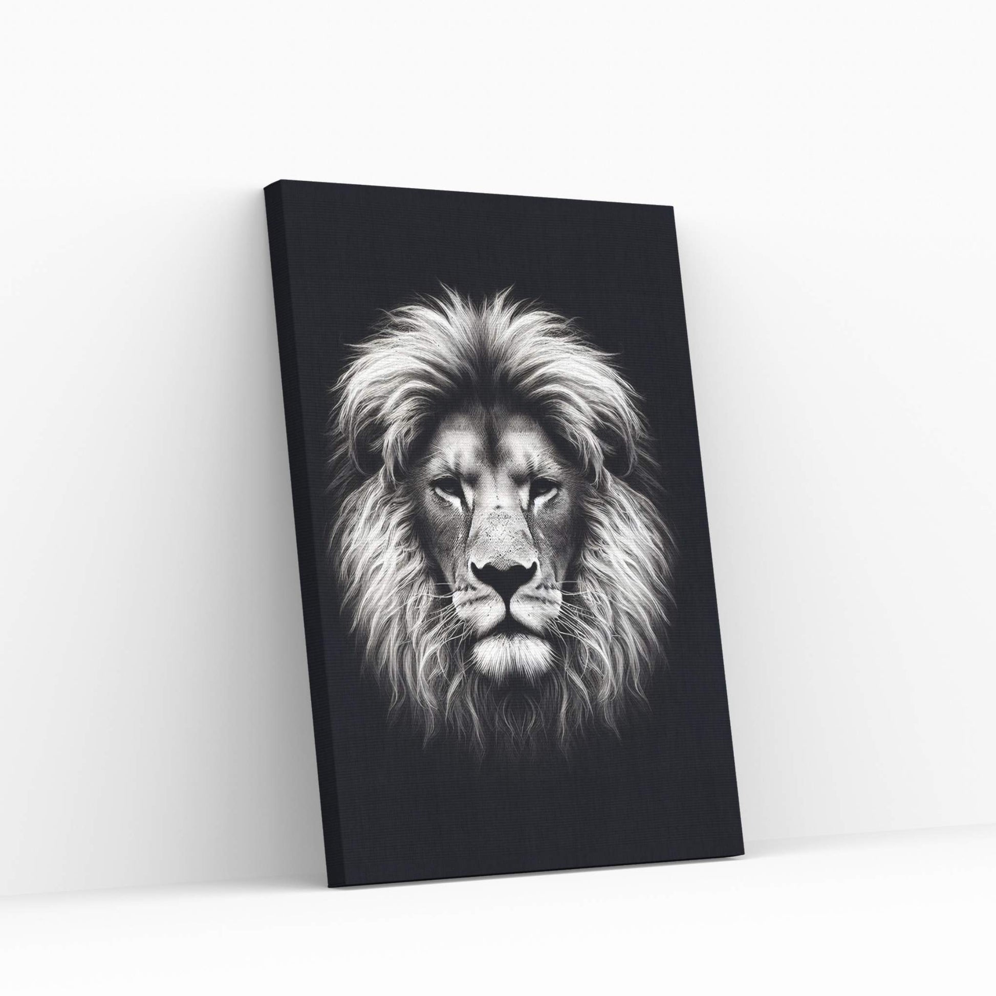 Lion White Black Canvas Wall Art - Y Canvas