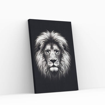 Lion White Black Canvas Wall Art - Y Canvas