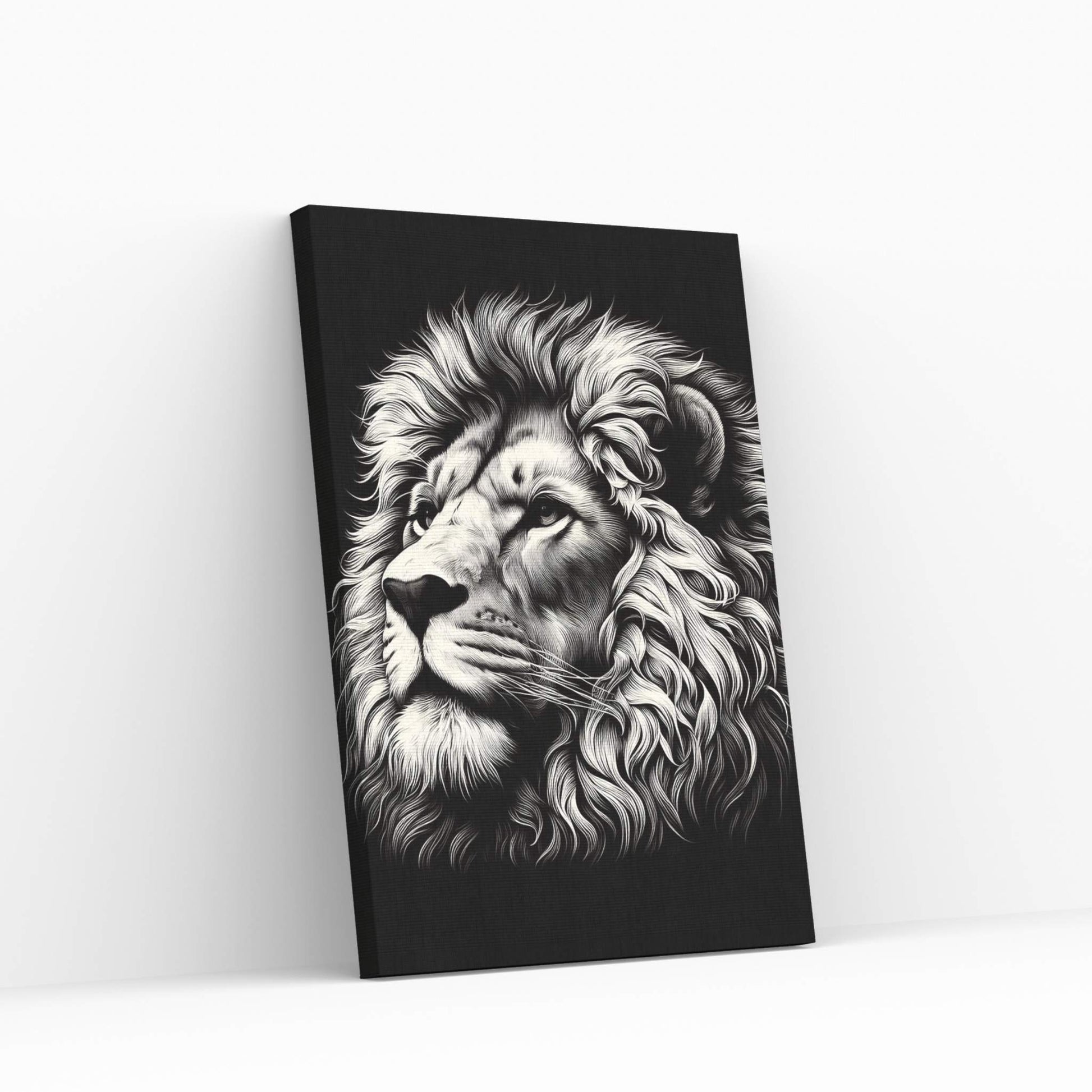 Lion White Black Canvas Wall Art - Y Canvas