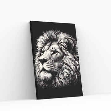 Lion White Black Canvas Wall Art - Y Canvas