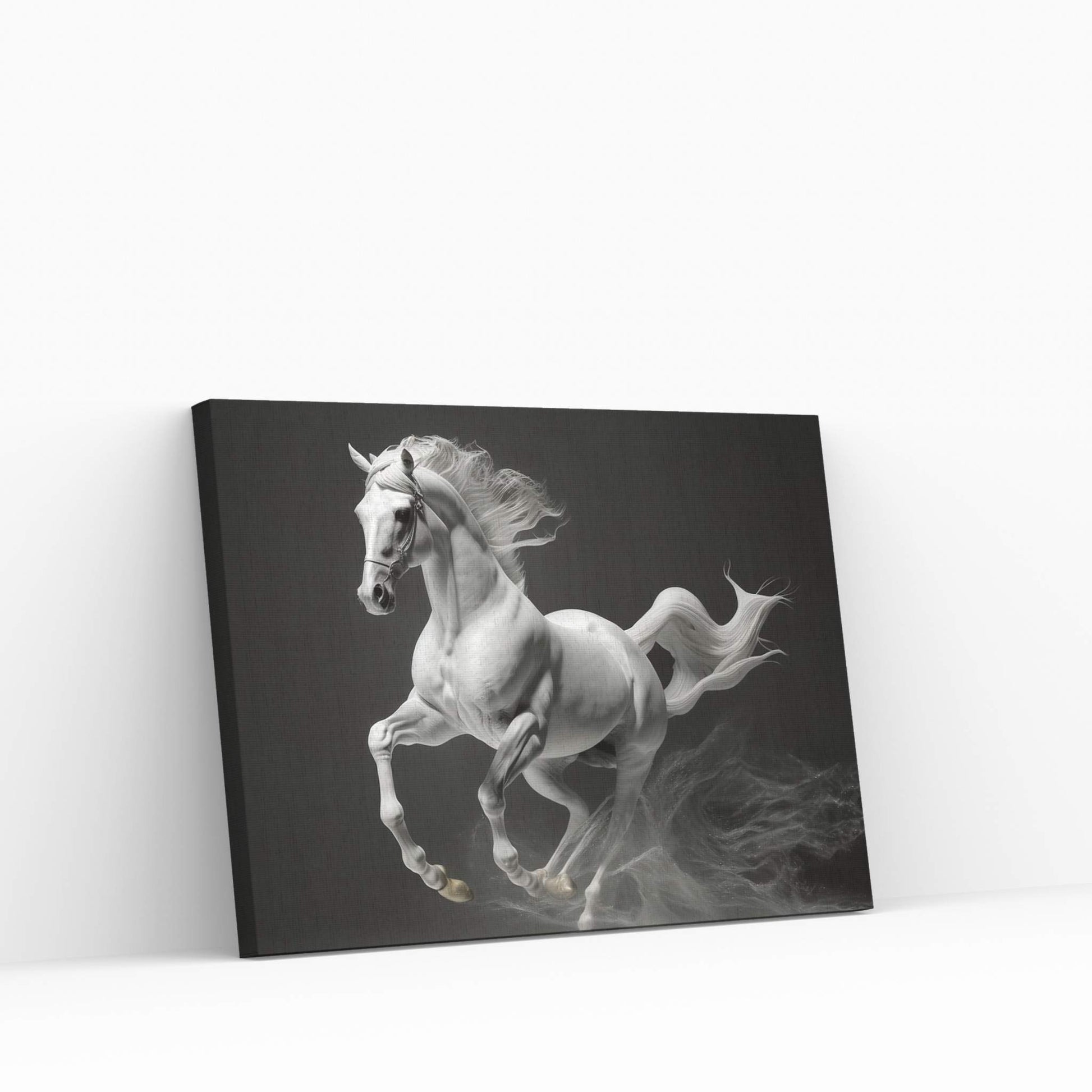 Beautiful White Horse Canvas Wall Art , Animal Wall Art - Y Canvas