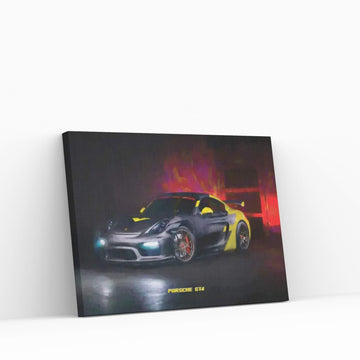 Porsche GT4 In Watercolor Canvas Wall Art - Y Canvas