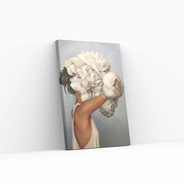 Flowers Feathers Woman With Flower Abstract Canvas Painting Wall Art Decorative Painting Living Room Home Decoration - Y Canvas