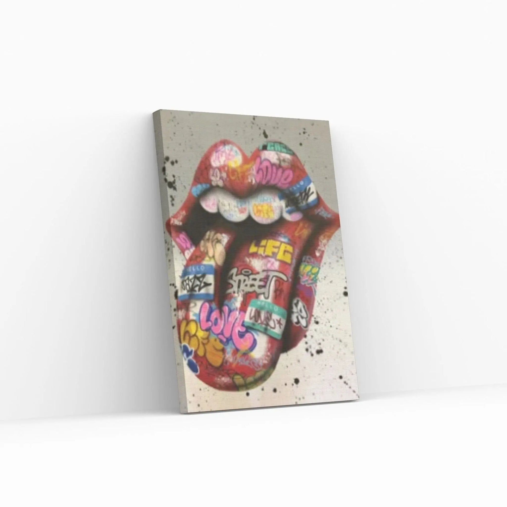 Banksy Poster, Sexy Lip Art Canvas Decor, Colourful Wall Art Decor, Print Poster Graffiti Wall Art - Y Canvas