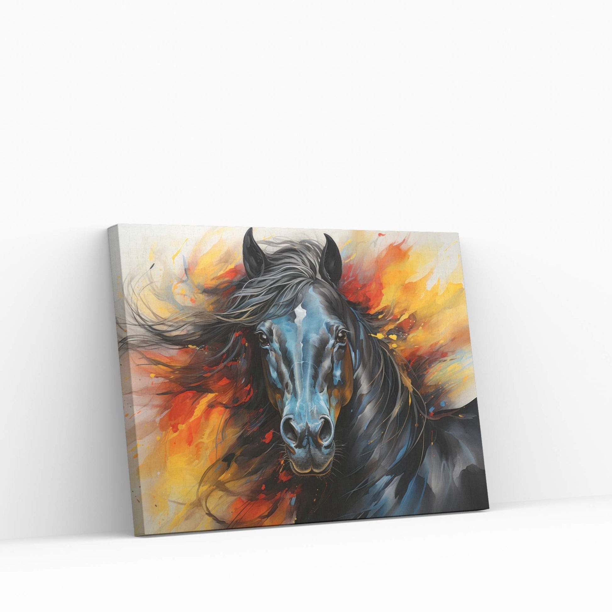 Beautiful Black Horse Canvas Wall Art , Animal Wall Art - Y Canvas