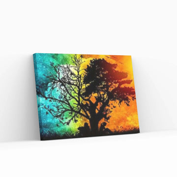 Forest Tree Canvas Wall art, Day Night Tree Forest Tree Canvas Wall Art Poster - Y Canvas