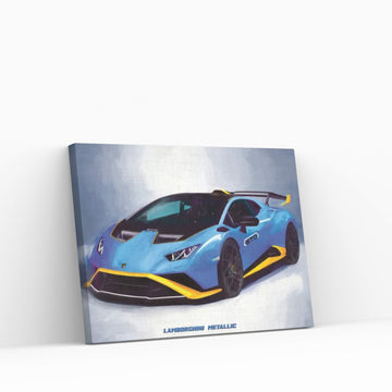 Lamborghini Metallic In Watercolor Canvas Wall Art - Y Canvas
