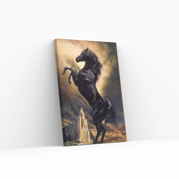 Large Black Horse Print Poster Canvas Art Animal Art Horse Wall Art Horse Wall Decor Animal Painting Horse Canvas Wall Art Horse Print - Y Canvas