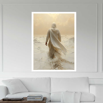 Jesus Walks on Water Christ and Cross Canvas Wall Art