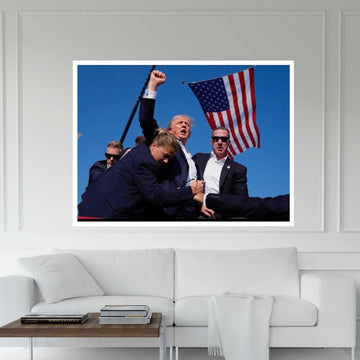 Trump Assassination, Patriotic Moment Canvas, American Flag Scene, Inspirational Wall Decor, Political Canvas Wall Art