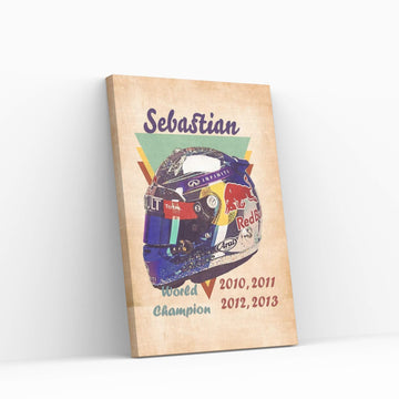 Sebastian Vettel's Helmet Retro Canvas Wall Art - Y Canvas
