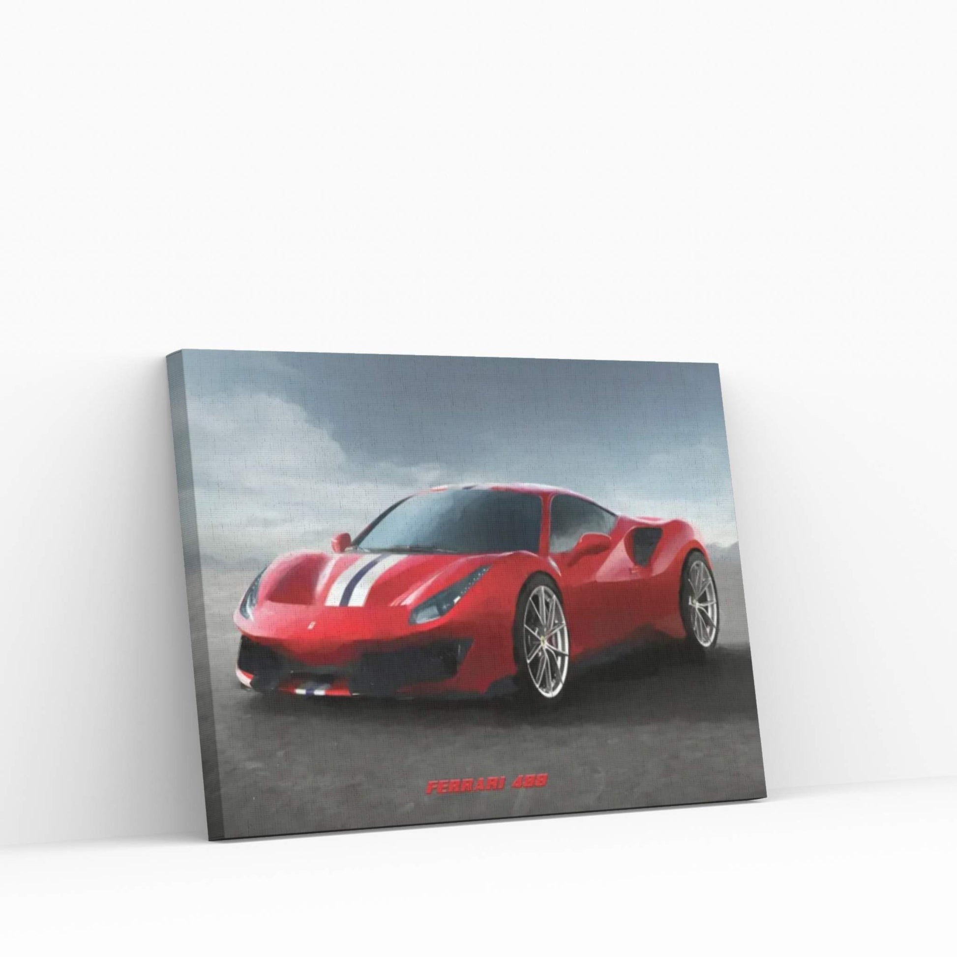 Ferrari 488 V-2 In Watercolor Canvas Wall Art - Y Canvas