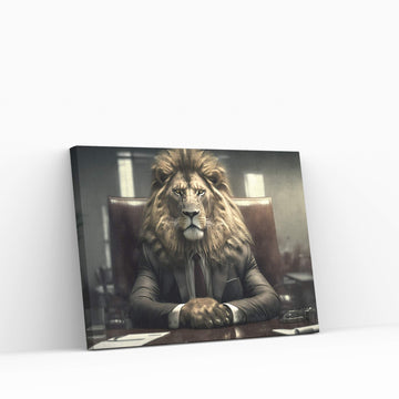 Businnes Lion Wall Art, Lion Canvas Art, Animal Wall Art - Y Canvas