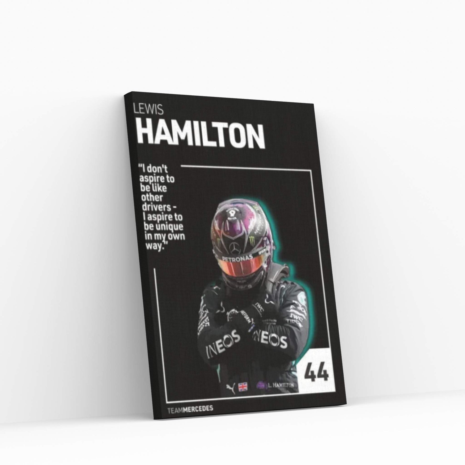 Lewis Hamilton (Black) Canvas Wall Art - Y Canvas