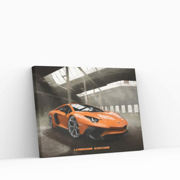 Lamborghini Aventador In Watercolor Canvas Wall Art - Y Canvas