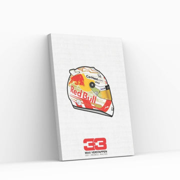 Max Verstappen Helmet 2021 (White) Canvas Wall Art - Y Canvas