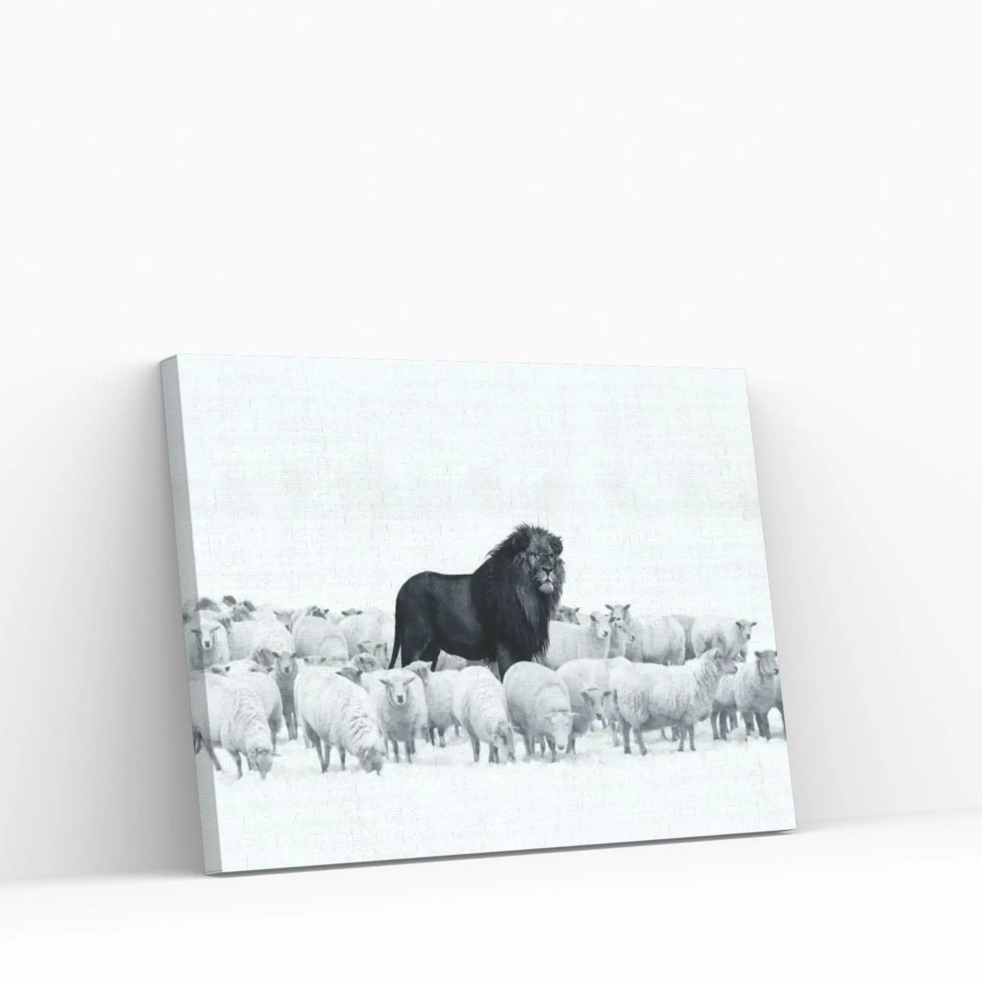 Lion Among Sheep Canvas Wall Art - Y Canvas