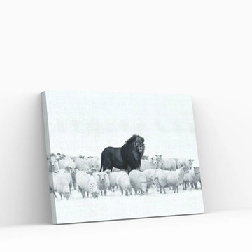 Lion Among Sheep Canvas Wall Art - Y Canvas
