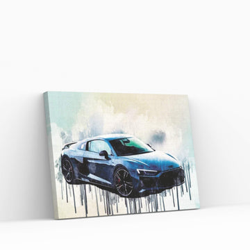 Audi R8 2019 Gray Sports New Gray Tuning R8 Racing Car Canvas Wall Art - Y Canvas