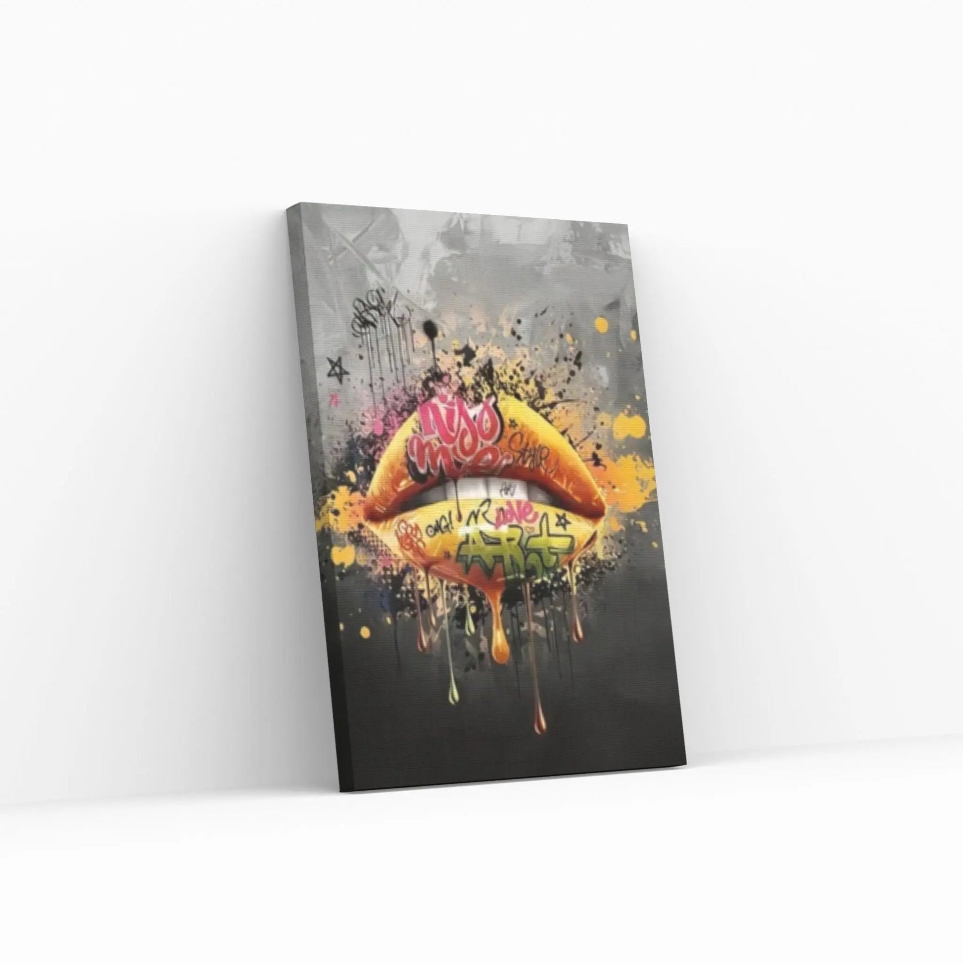 Sexy Lips Graffiti Canvas Art Wall Canvas Decor, Gold Wall Art - Y Canvas