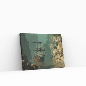 Sea Pirates Ship Canvas Wall Art, Pirates Canvas Wall Print, Corsair on Sea Wall Hangings - Y Canvas