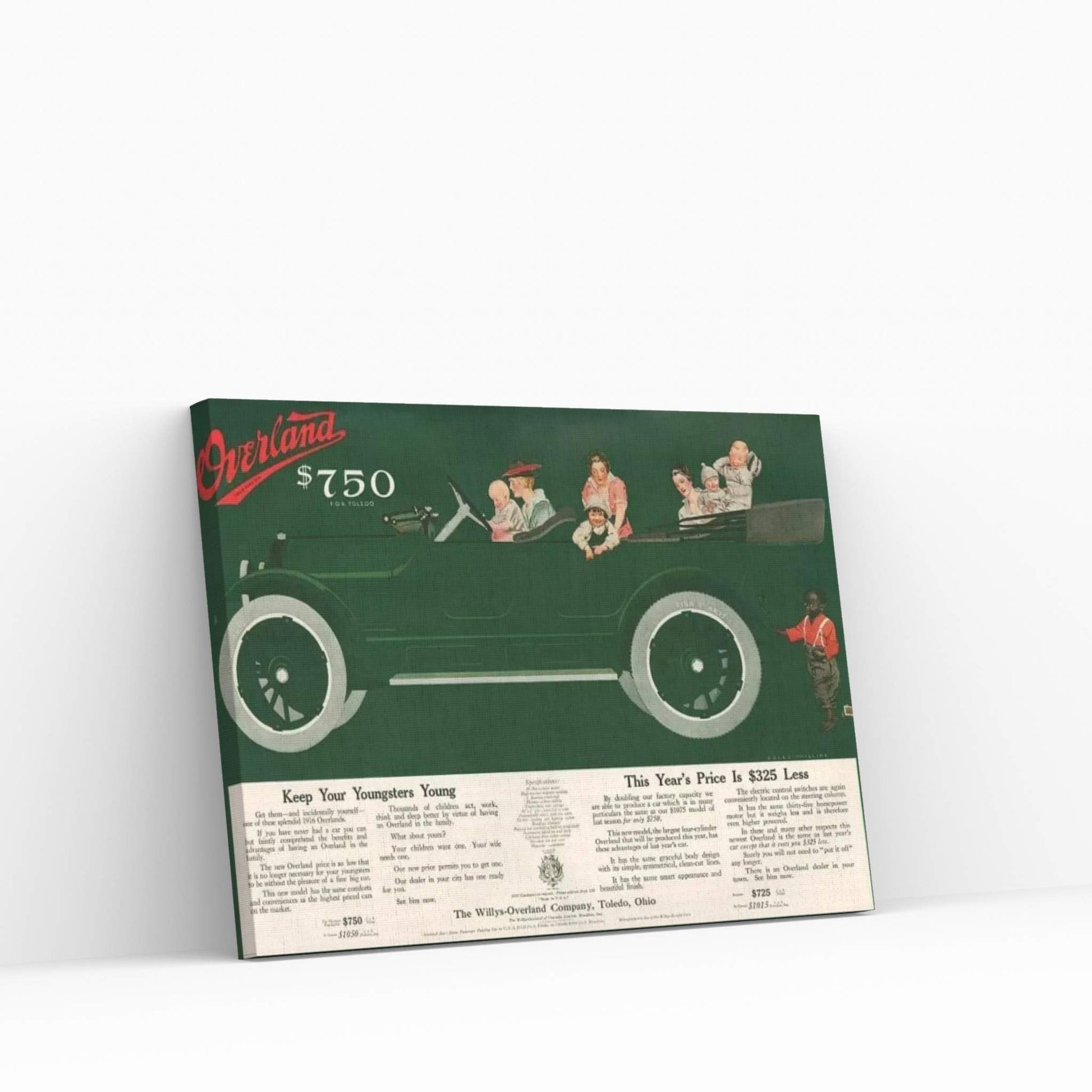 1915 Willys-Overland Magazine Advert Canvas Wall Art - Y Canvas