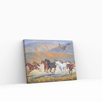 Large Running Horses Canvas Wall Art Print,Horse Poster Large Wall Art,Modern Trendy Wall Art Decor - Y Canvas