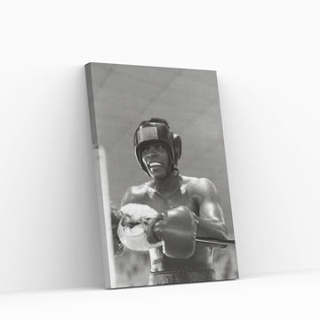 Head Gear Wearing Muhammad Ali In The Corner Between Rounds Canvas Wall Art - Y Canvas