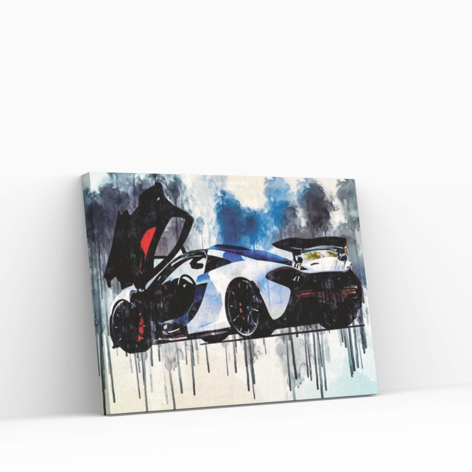Mclaren P1 2020 Rear View Exterior White Supercar Hypercar British Sports Cars Canvas Wall Art - Y Canvas