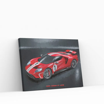 Ford Tuning GT In Watercolor Canvas Wall Art - Y Canvas