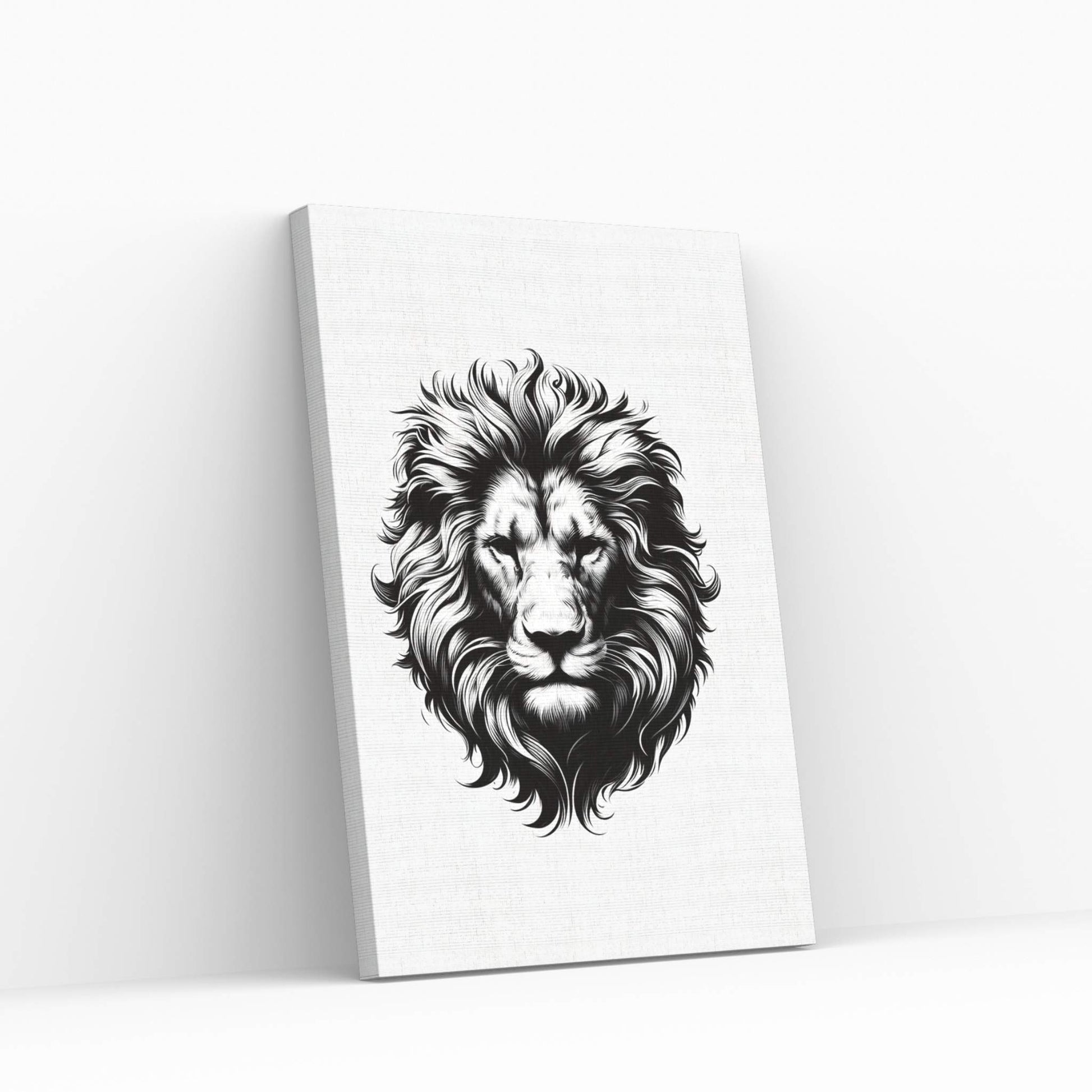 Lion White Black Canvas Wall Art - Y Canvas