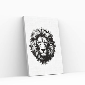 Lion White Black Canvas Wall Art - Y Canvas
