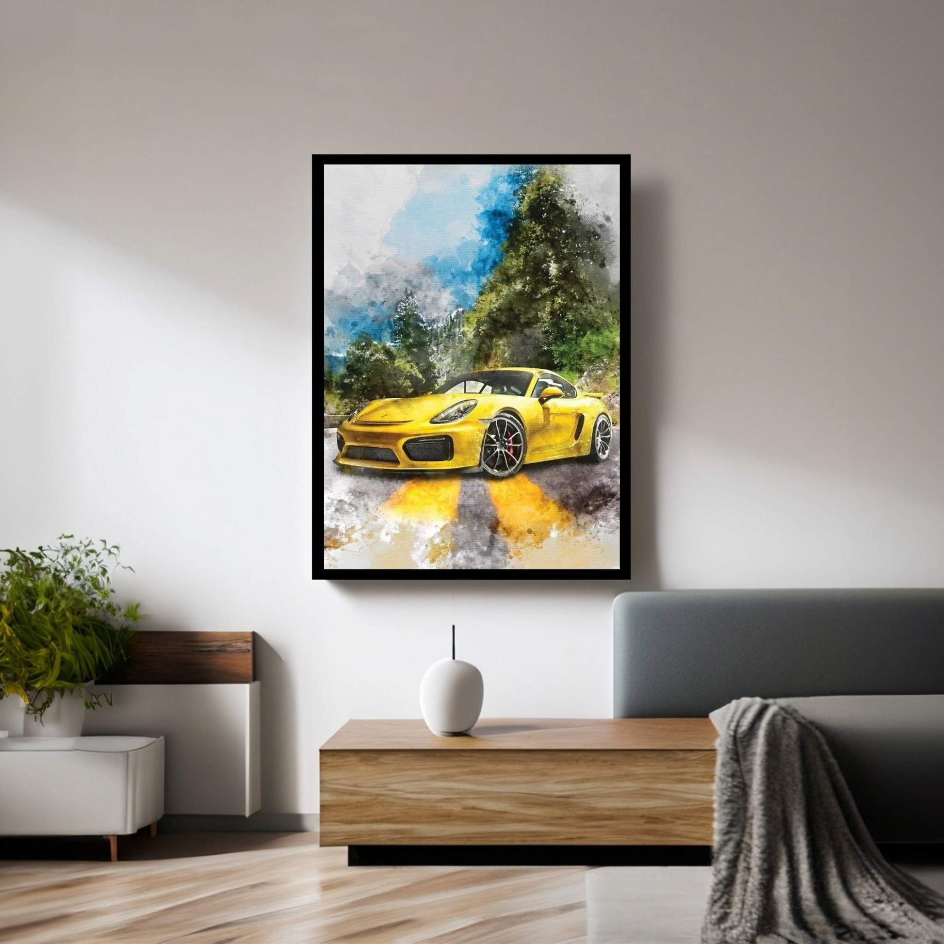 Porsche Cayman GT4 Canvas Wall Art - Y Canvas