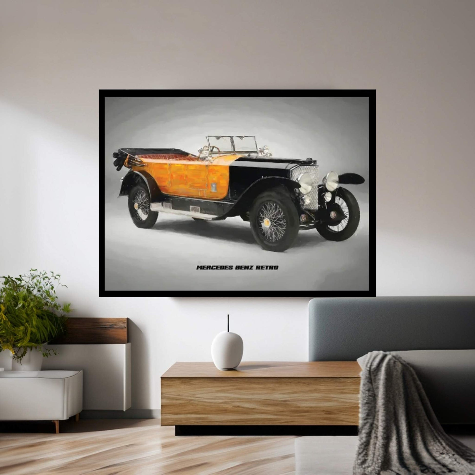 Mercedes Benz Retro In Watercolor Canvas Wall Art - Y Canvas