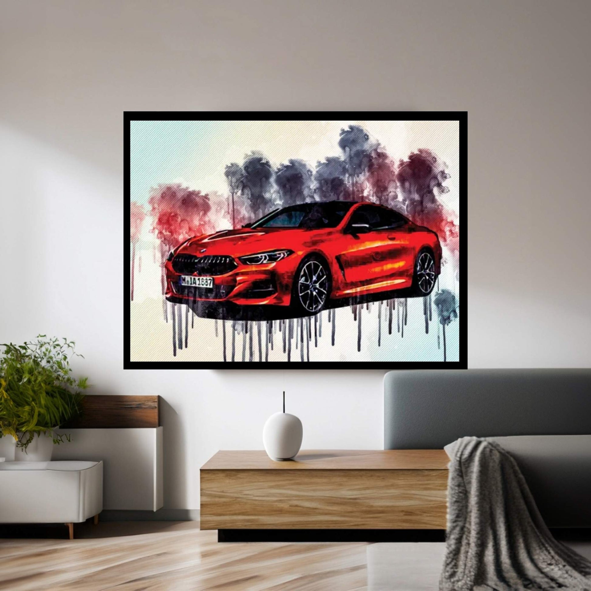 Bmw 8 Series 2019 Orange Sports Front View New Orange Canvas Wall Art - Y Canvas