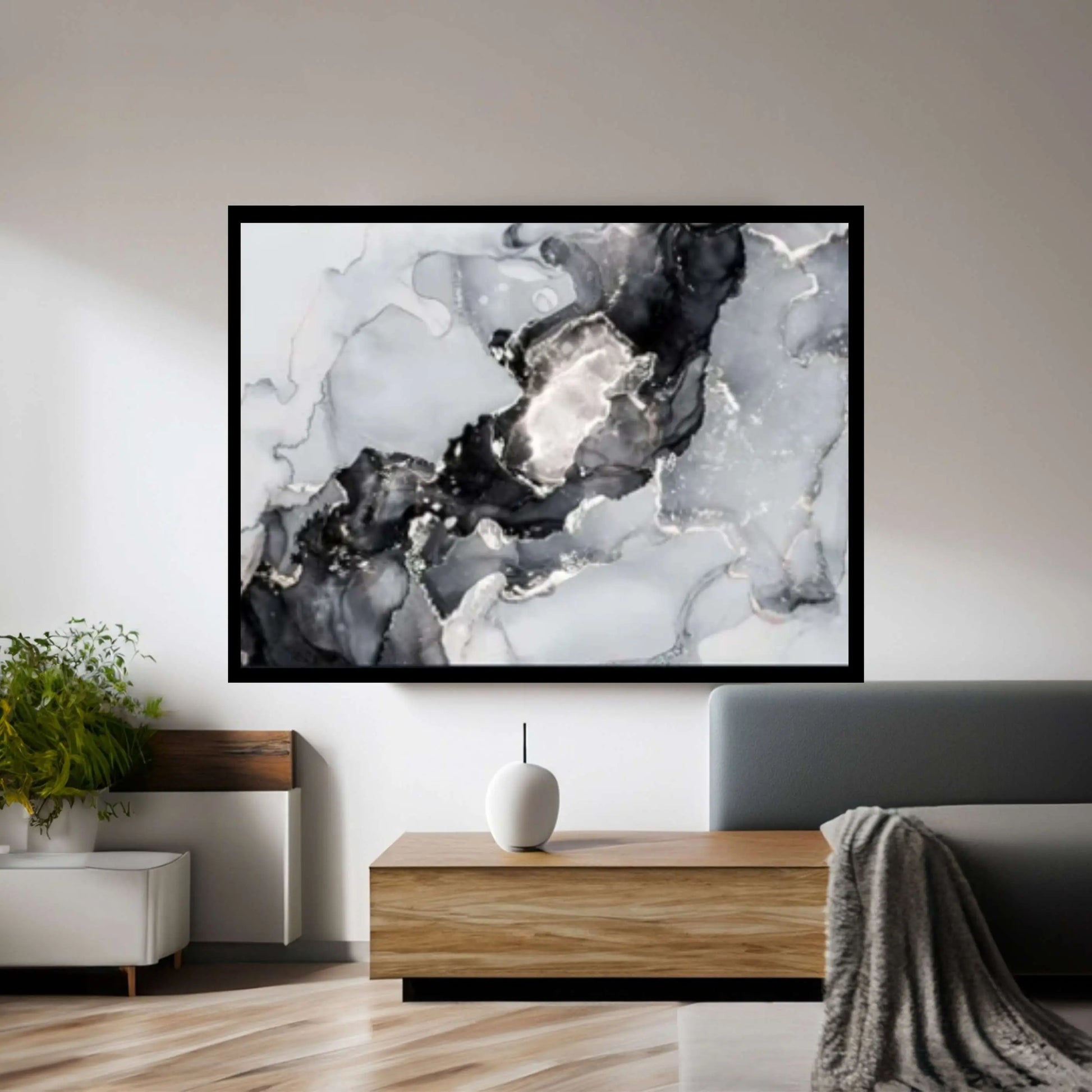 Large Silver Marble Canvas Wall Art, Marble Wall Decor, Split Canvas Art - Y Canvas