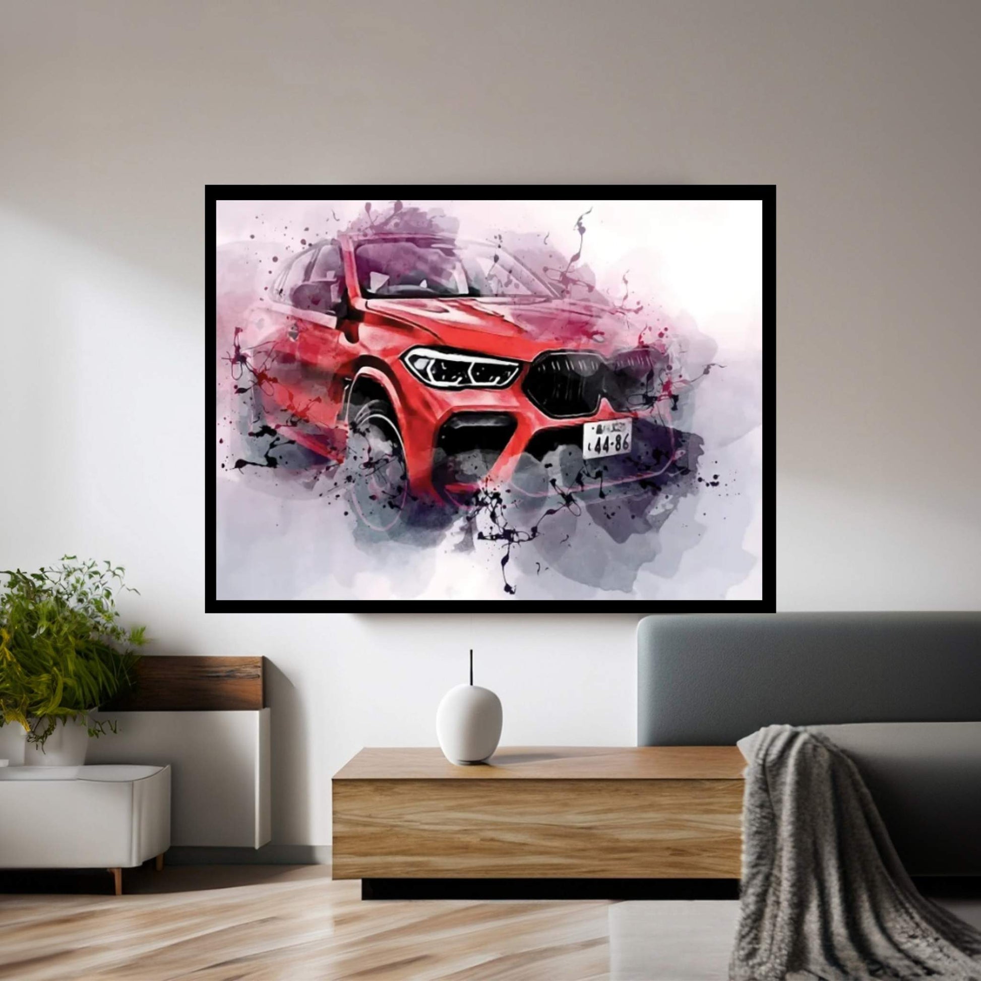 BMW X6M Competition Motion Blur 2022 Cars F96 Canvas Wall Art - Y Canvas