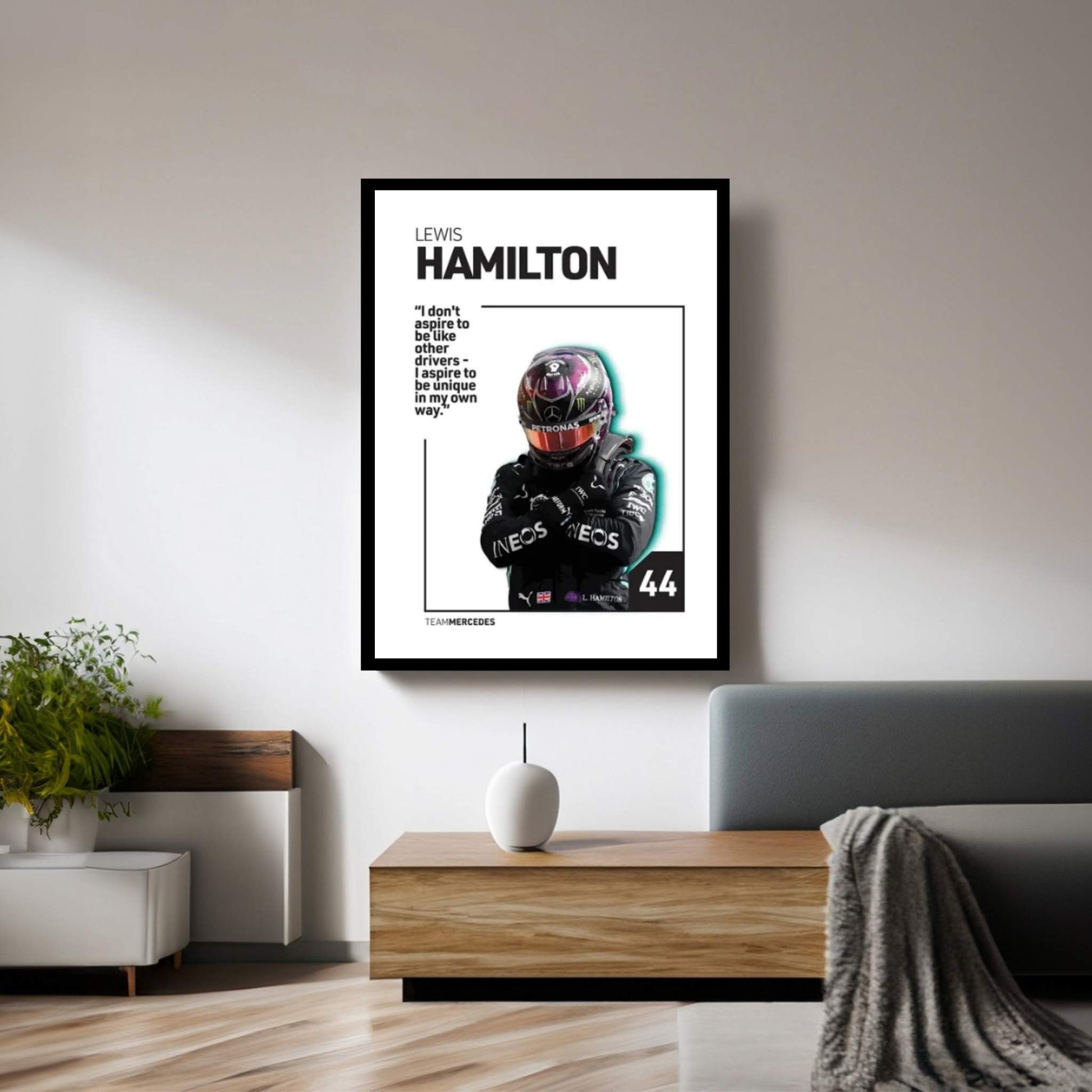 Lewis Hamilton (White) Canvas Wall Art - Y Canvas