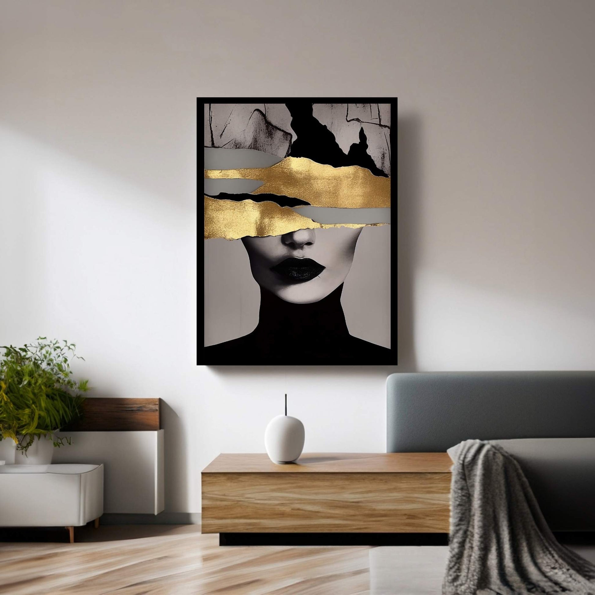 Modern Woman Gold Details Canvas Wall Art - Y Canvas
