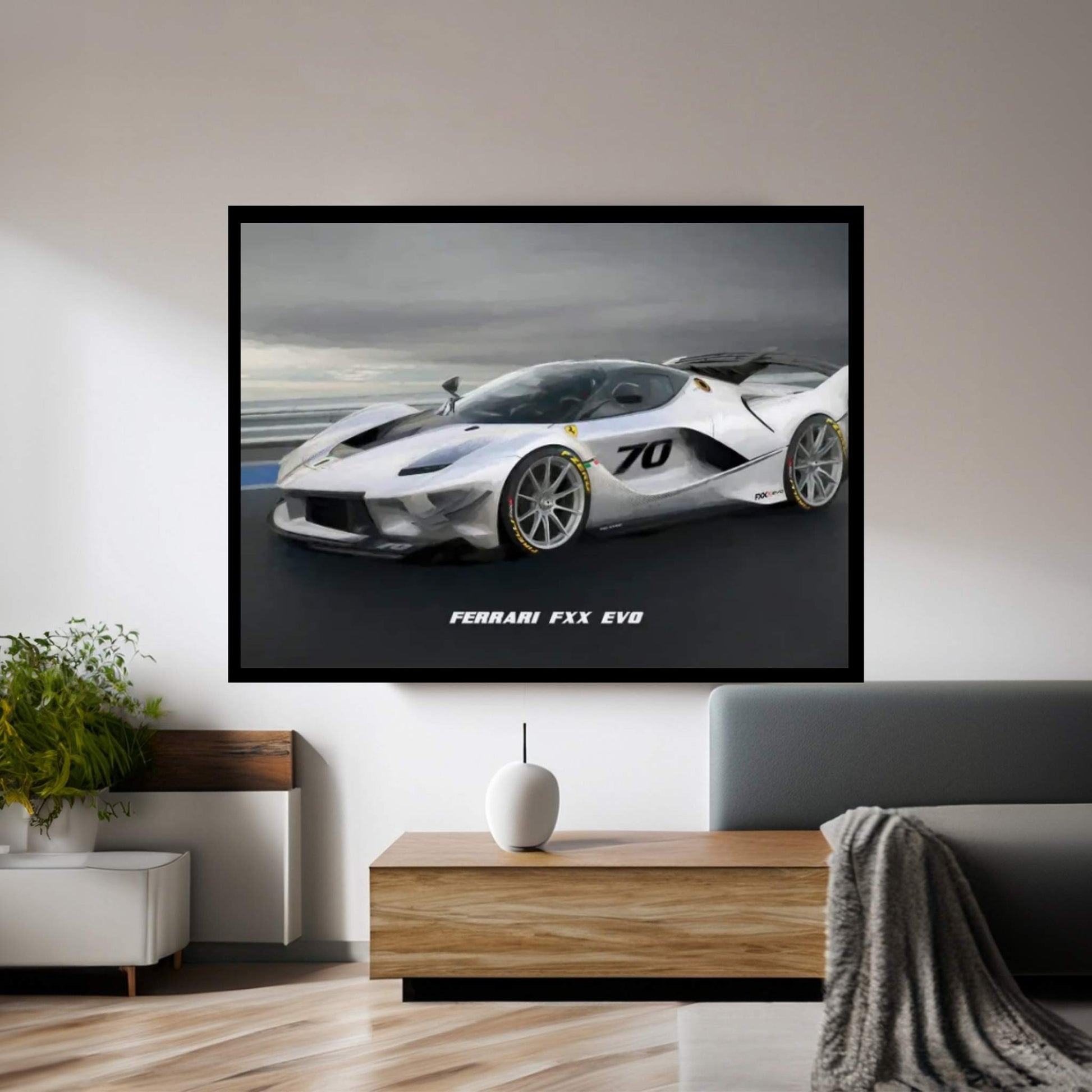 Ferrari FXX Evo In Watercolor Canvas Wall Art - Y Canvas