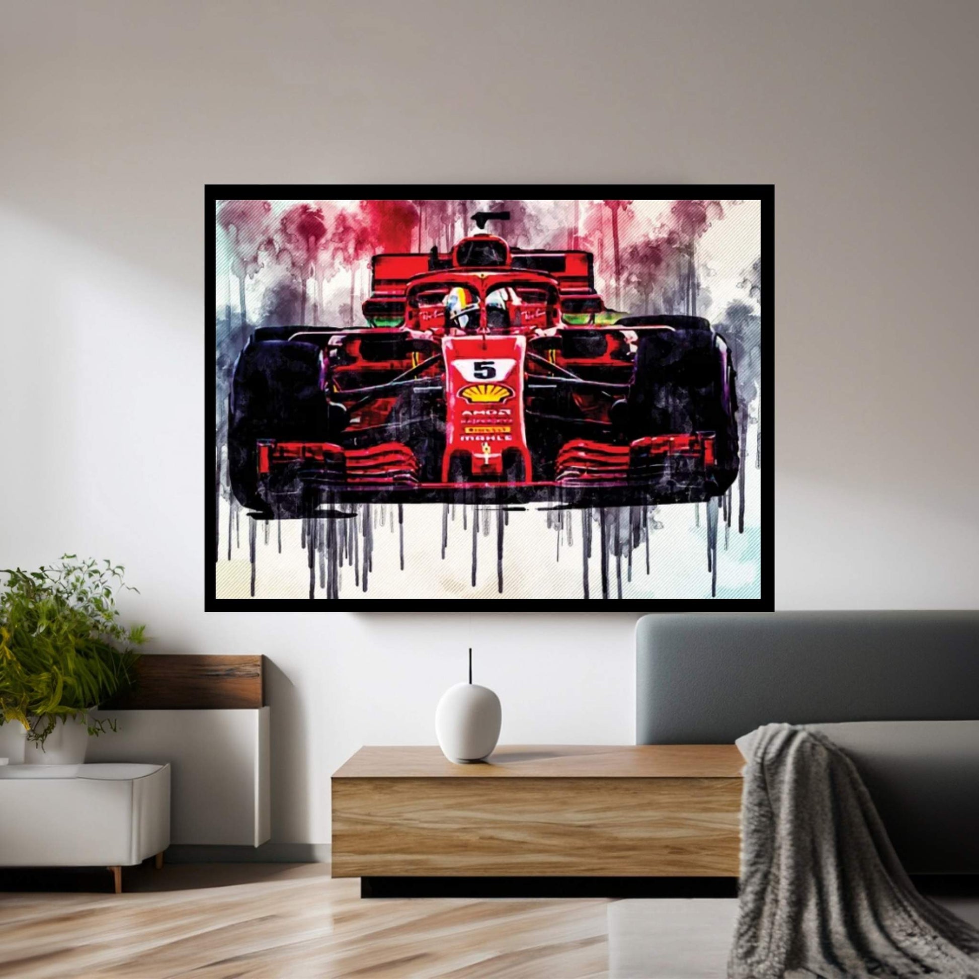 Sebastian Vettel Formula One World Champion Ferrari Sf90 Scuderia Ferrari Race Car F1 German Racer Formula 1 Canvas Wall Art - Y Canvas