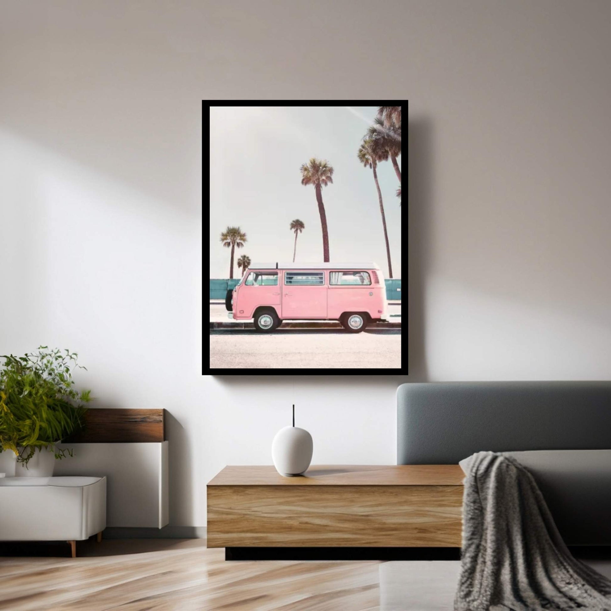 Pink Van Canvas Wall Art - Y Canvas