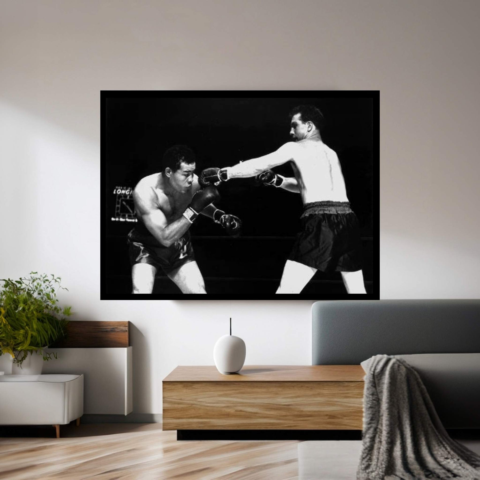 American boxer Joe Louis fighting with Billy Conn 1946 Canvas Wall Art - Y Canvas